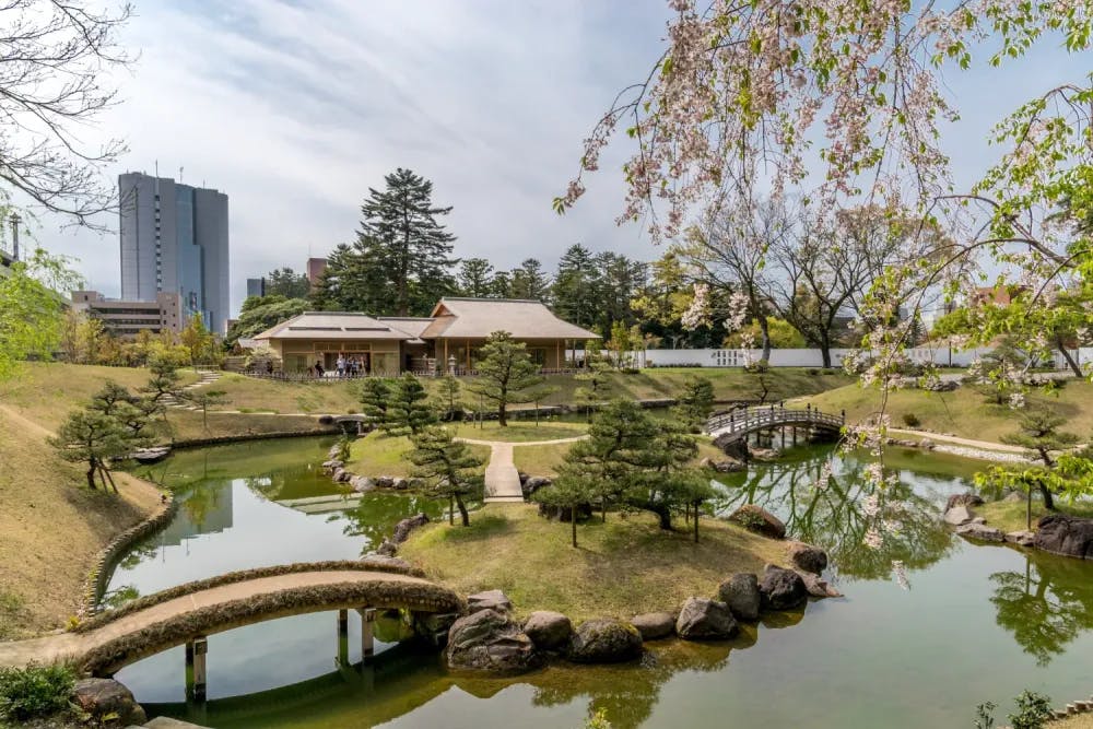 Japanese garden in Kanzawa Castle in Kanazawa, Ishikawa Prefecture