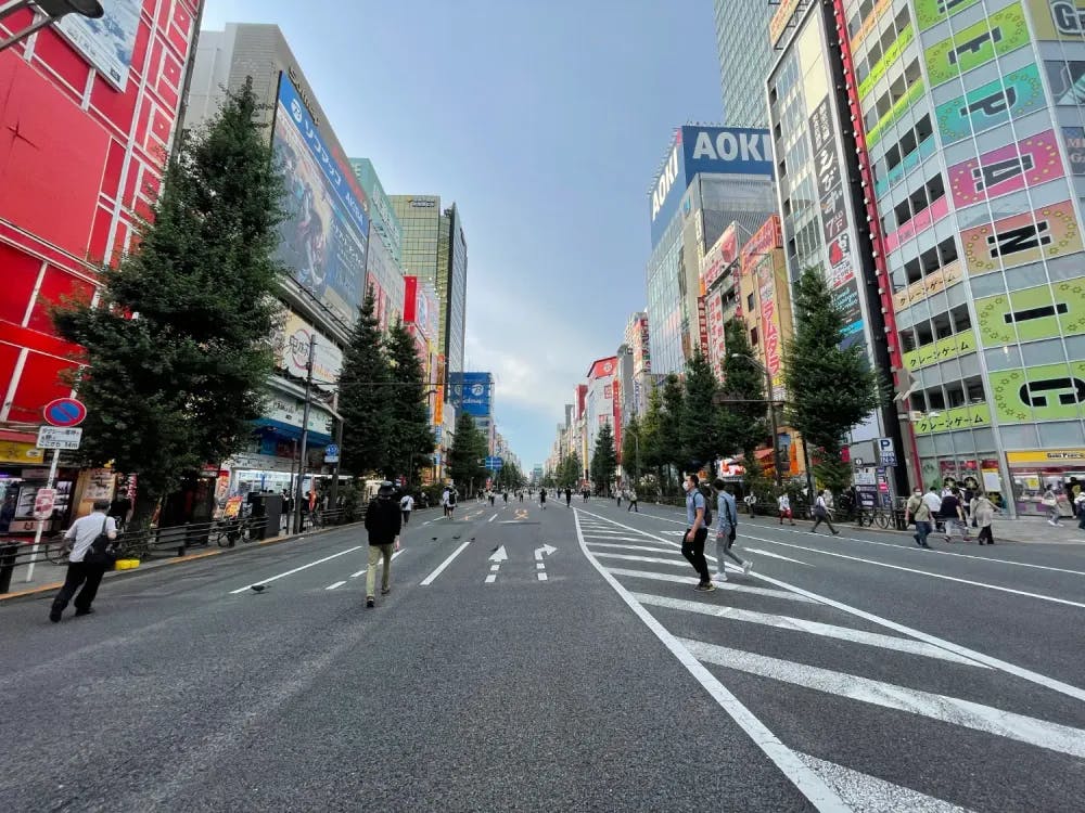 Pedestrianized street of Akihabara on Sunday in Akihabara, Tokyo