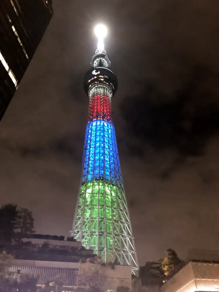 Tokyo Skytree lit up at night in Sumida, Tokyo