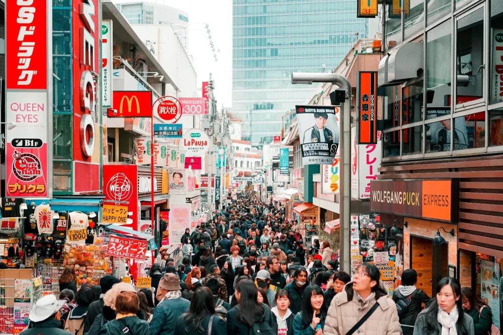 Crowded street of Takeshita Dori in Harajuku, Tokyo
