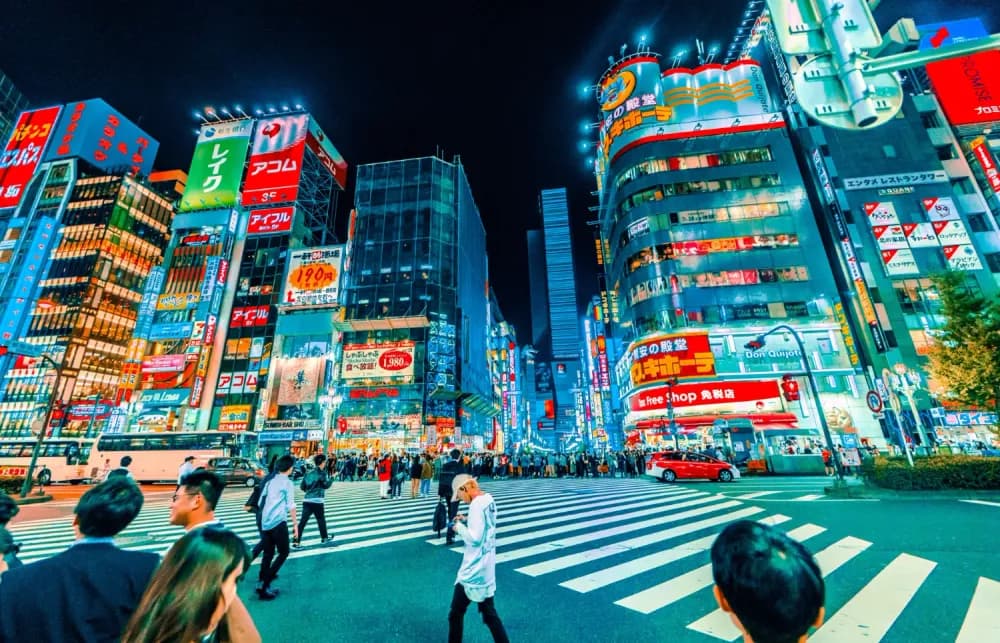 Street crossing outside Kabukicho at Shinjuku, Tokyo