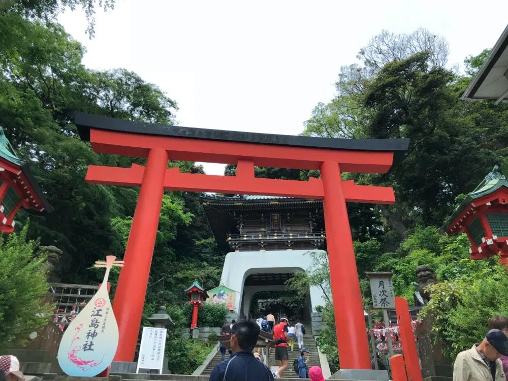Torii Gate of Enoshima Shrine in Enoshima, Kanagawa Prefecture