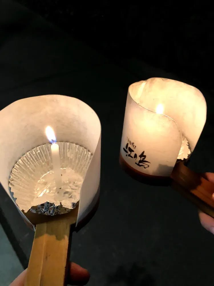 Candles in Iwaya Cave in Enoshima, Kanagawa Prefecture