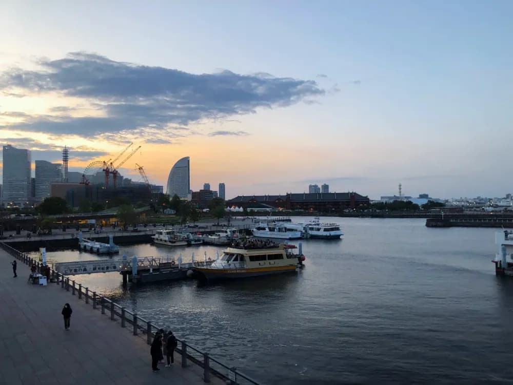 Evening view of Tokyo Bay in Yokohama, Kanagawa Prefecture