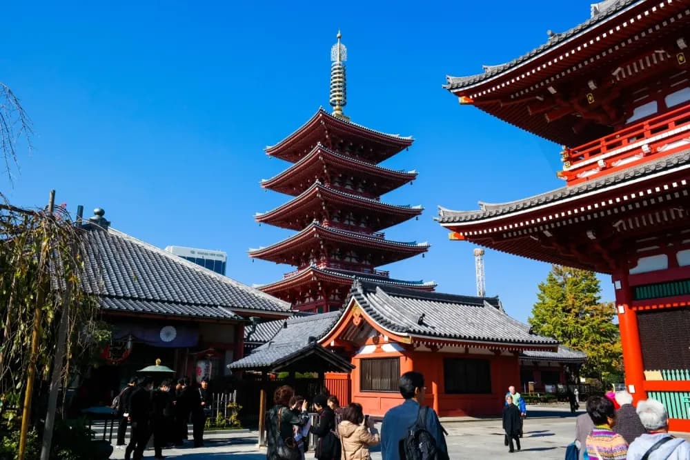 Pagoda outside Sensoji Temple in Asakusa, Tokyo