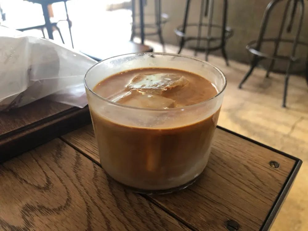 Iced latte at Glitch Coffee & Roasters in Jimbocho, Tokyo