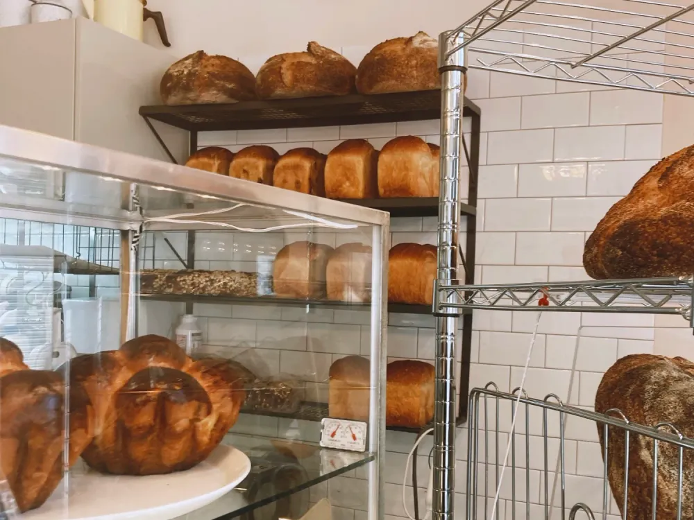 Shelves of bread at Lees Bread in Shonan, Kanagawa Prefecture