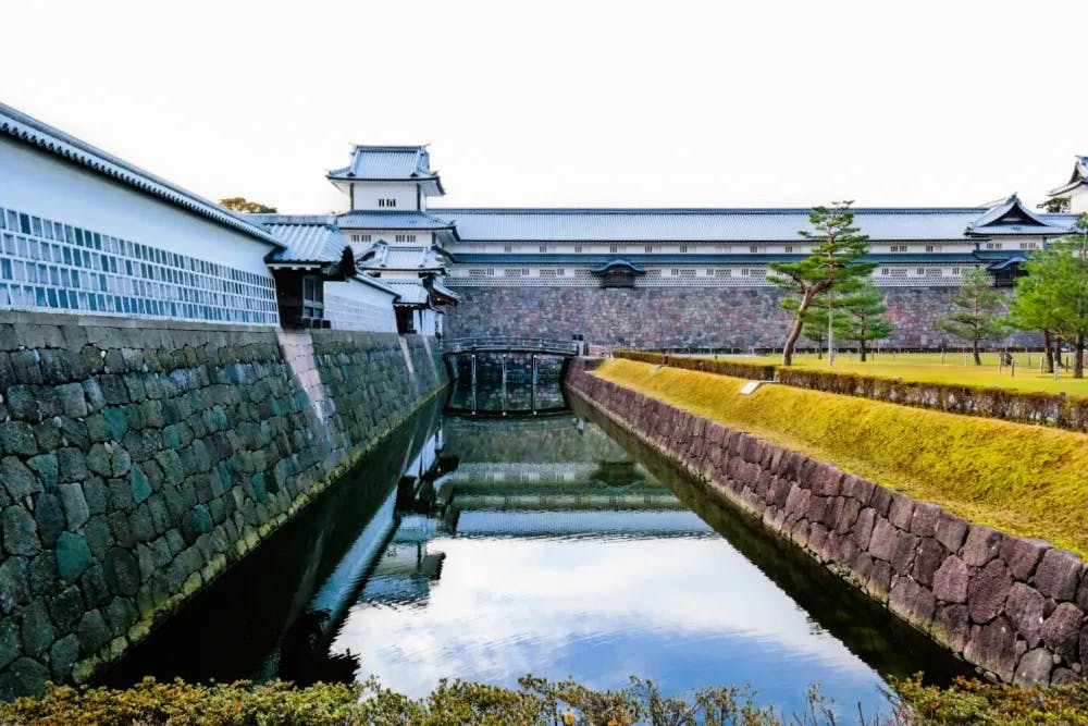 Moat at Kanazawa Castle Park in Kanazawa, Ishikawa Prefecture