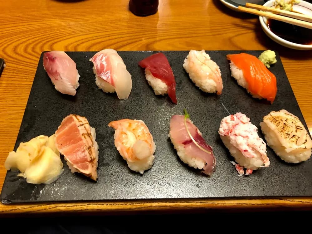 Platter of Nigirizushi at Kourin Sushi in Kanazawa, Ishikawa Prefecture