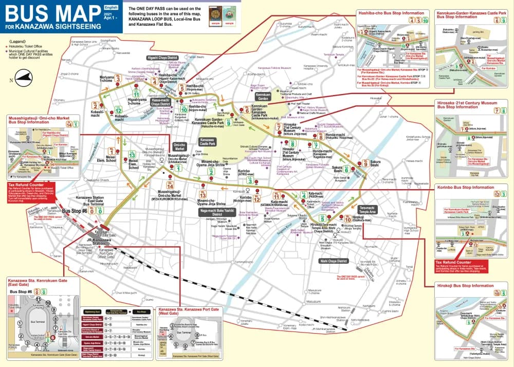 Map for the Kanazawa Bus network