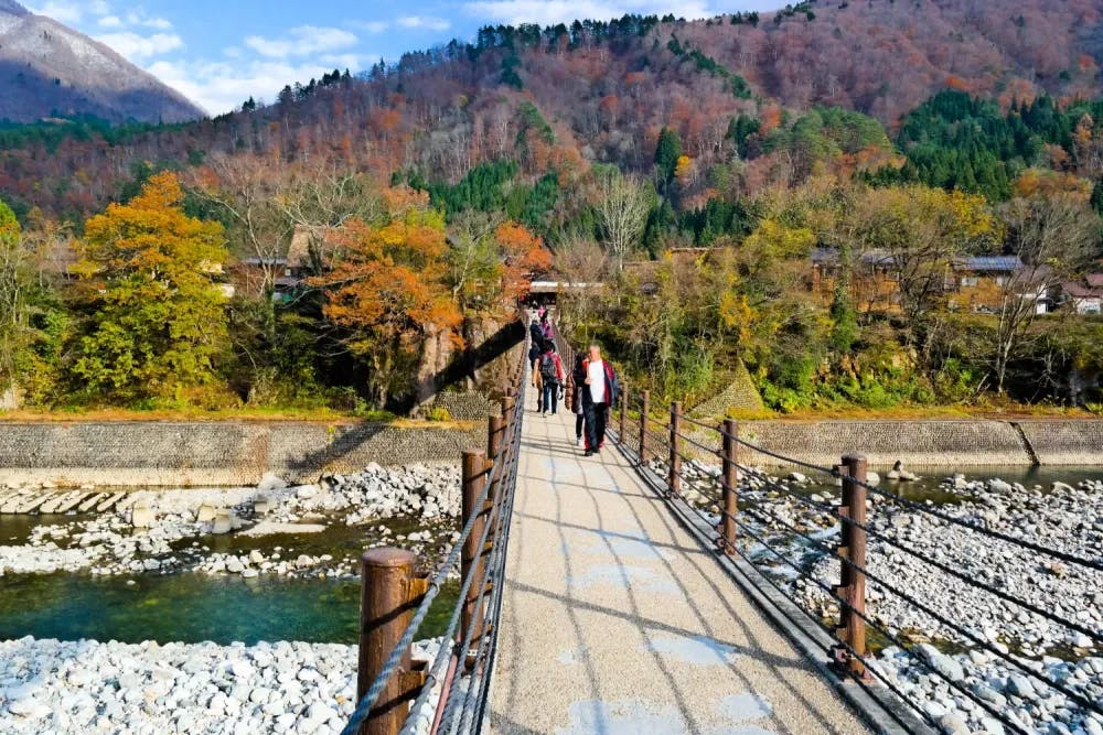 Suspension bridge going into Ogimachi, Gifu Prefecture
