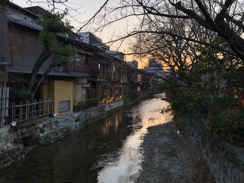 Shirakawa river in Gion in Kyoto, Kyoto Prefecture