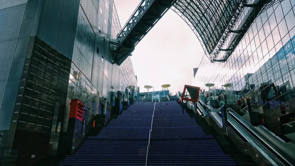 Daikaidan staircase in Kyoto Station in Kyoto, Kyoto Prefecture