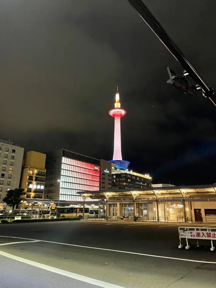 View of Kyoto Tower from Kyoto Station in Kyoto, Kyoto Prefecture