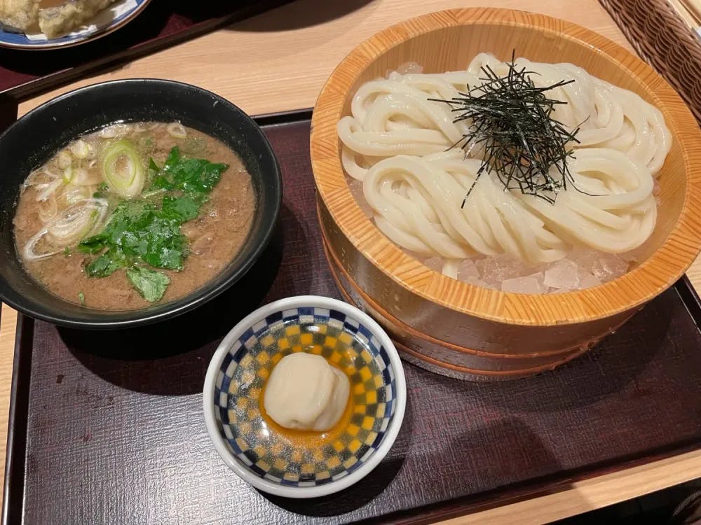 Cold udon at Tsurutontan in Osaka, Osaka Prefecture