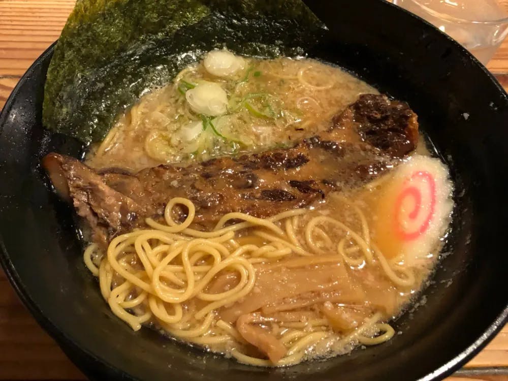 A bowl of nankotsu ramen at Hanamaruken in Osaka, Osaka Prefecture