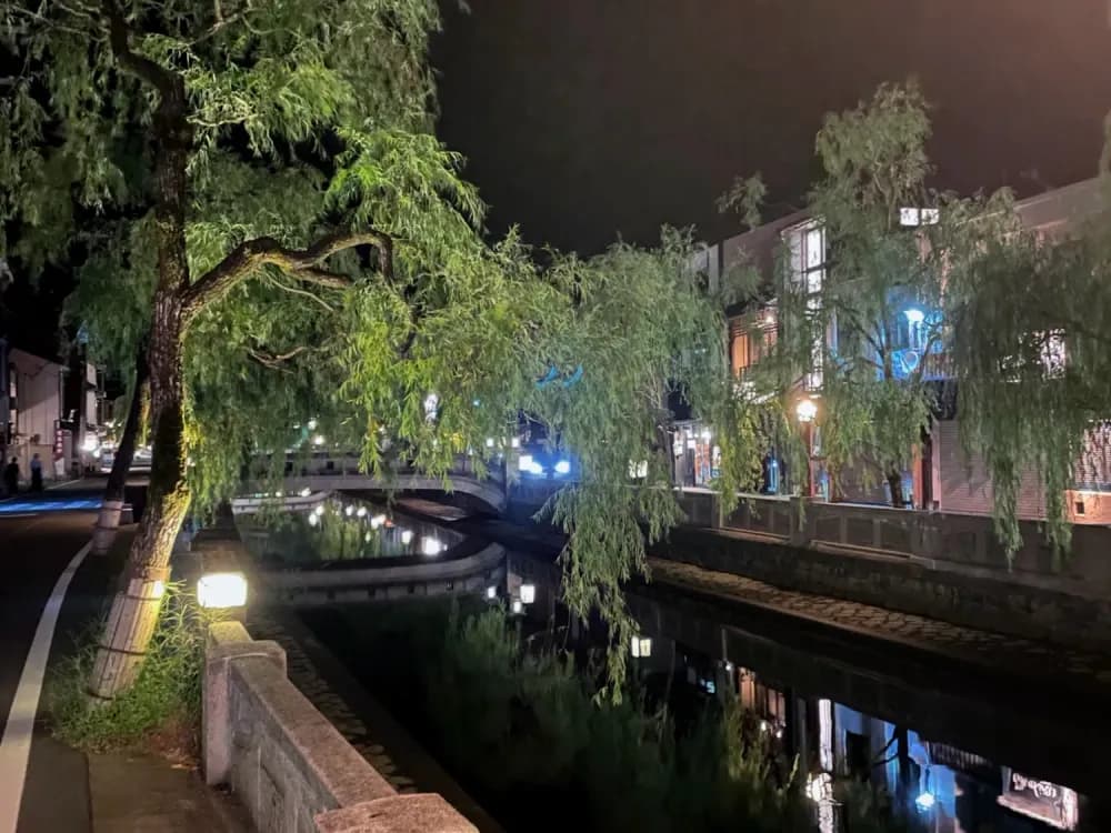 Willow lined canal in Kinosaki Onsen, Hyogo Prefecture