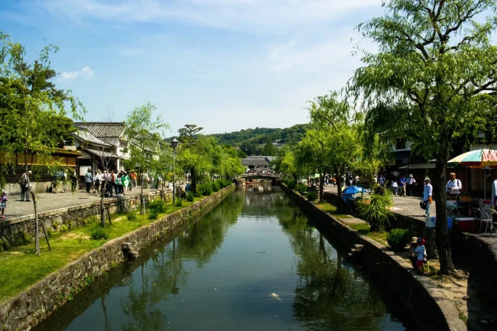 Main canal in the Kurashiki Bikan Historical District in Kurashiki, Okayama Prefecture