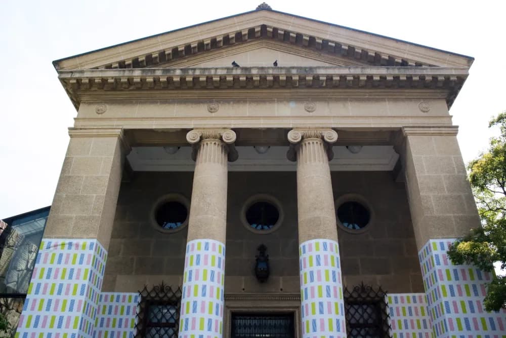 Exterior of roman columns of Ohara Museum in Kurashiki, Okayama Prefecture