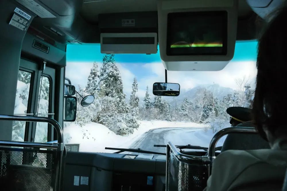 View from inside the Tateyama Highland Bus