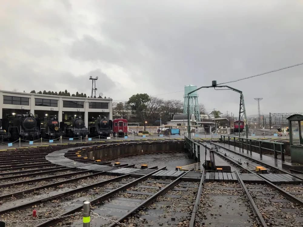 Railway roundhouse at the Kyoto Railway Museum in Kyoto, Kyoto Prefecture
