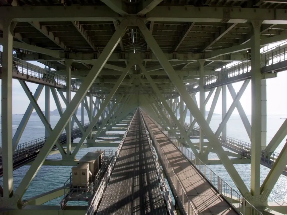 Maiko Marine Promenade under the Akashi-Kaikyo Bridge in Kobe, Hyogo Prefecture